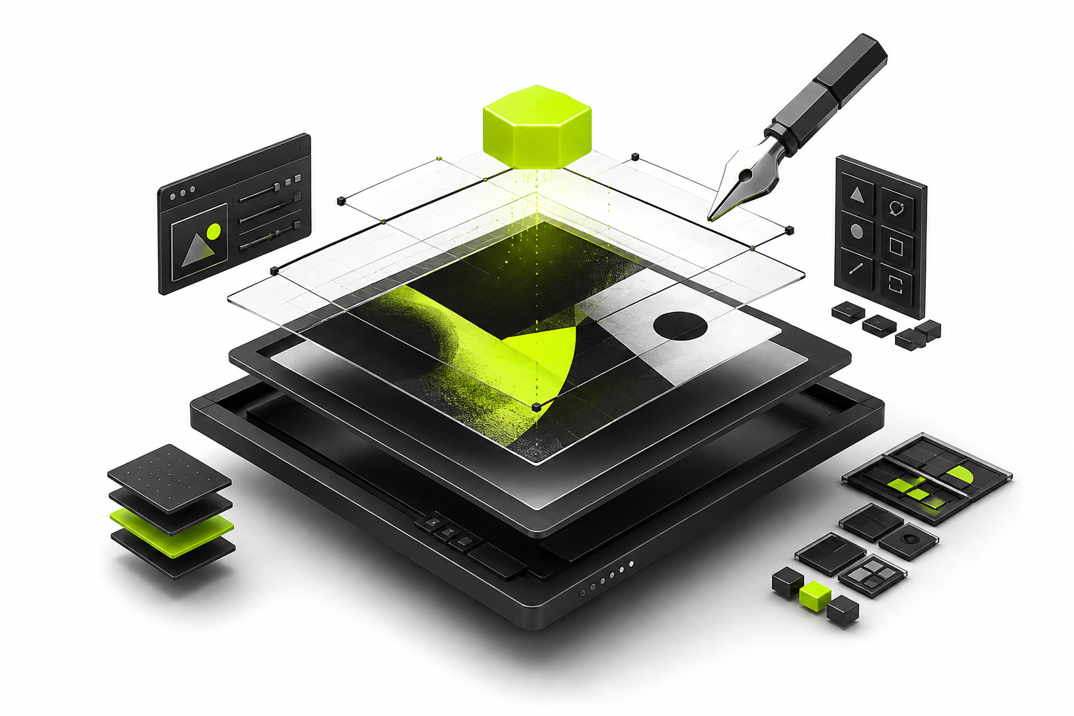 Layered digital canvas and precision design tools