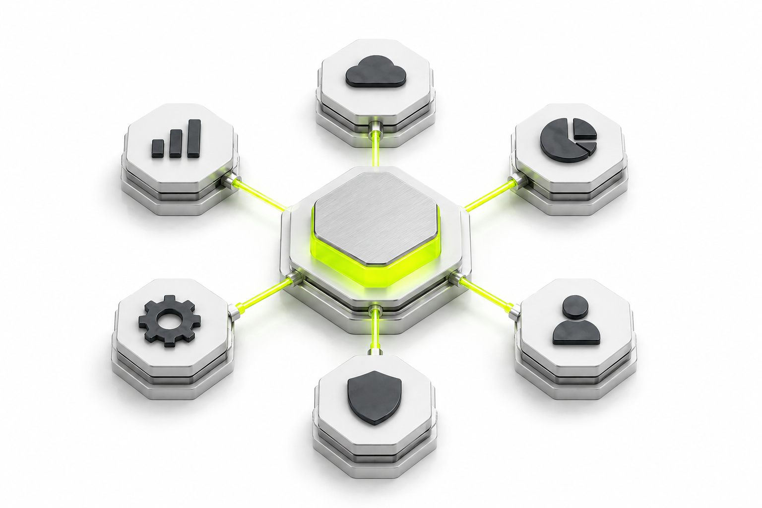 Independent systems connected through a central core